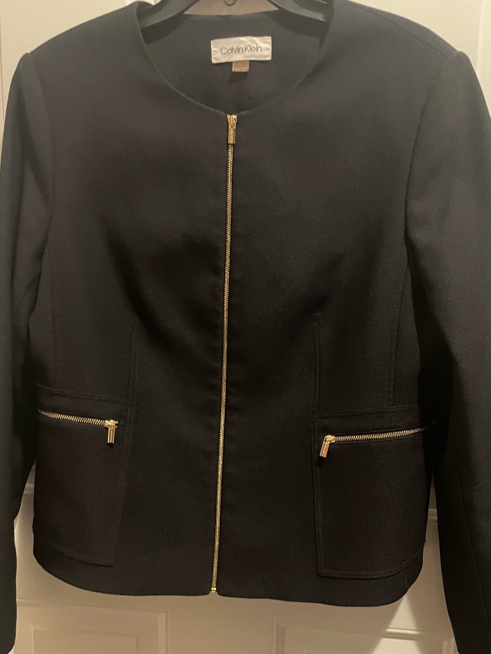 Calvin Klein Black Jacket with Gold Zippers